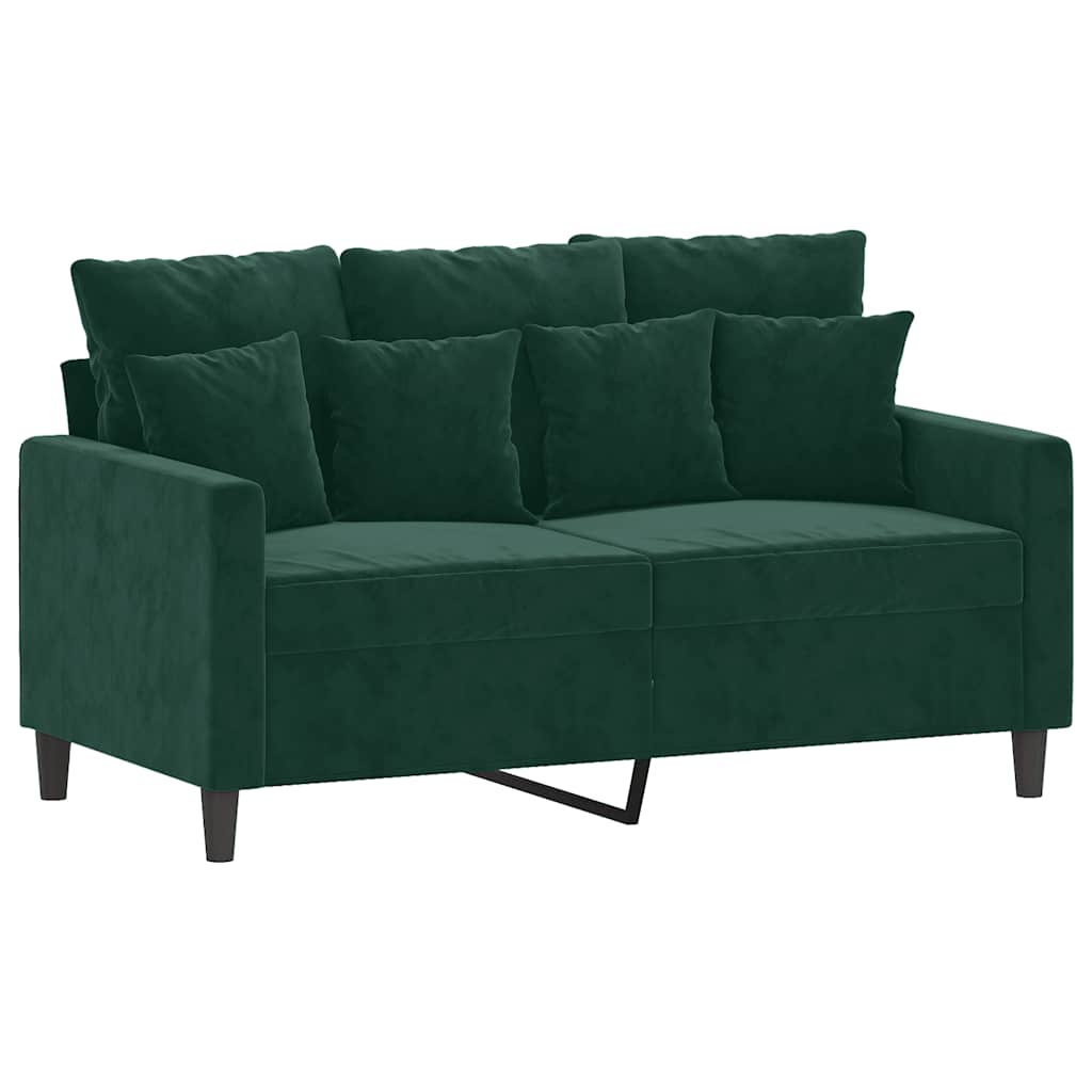 3 Pcs conjunto de sofás com almofadões veludo verde-escuro