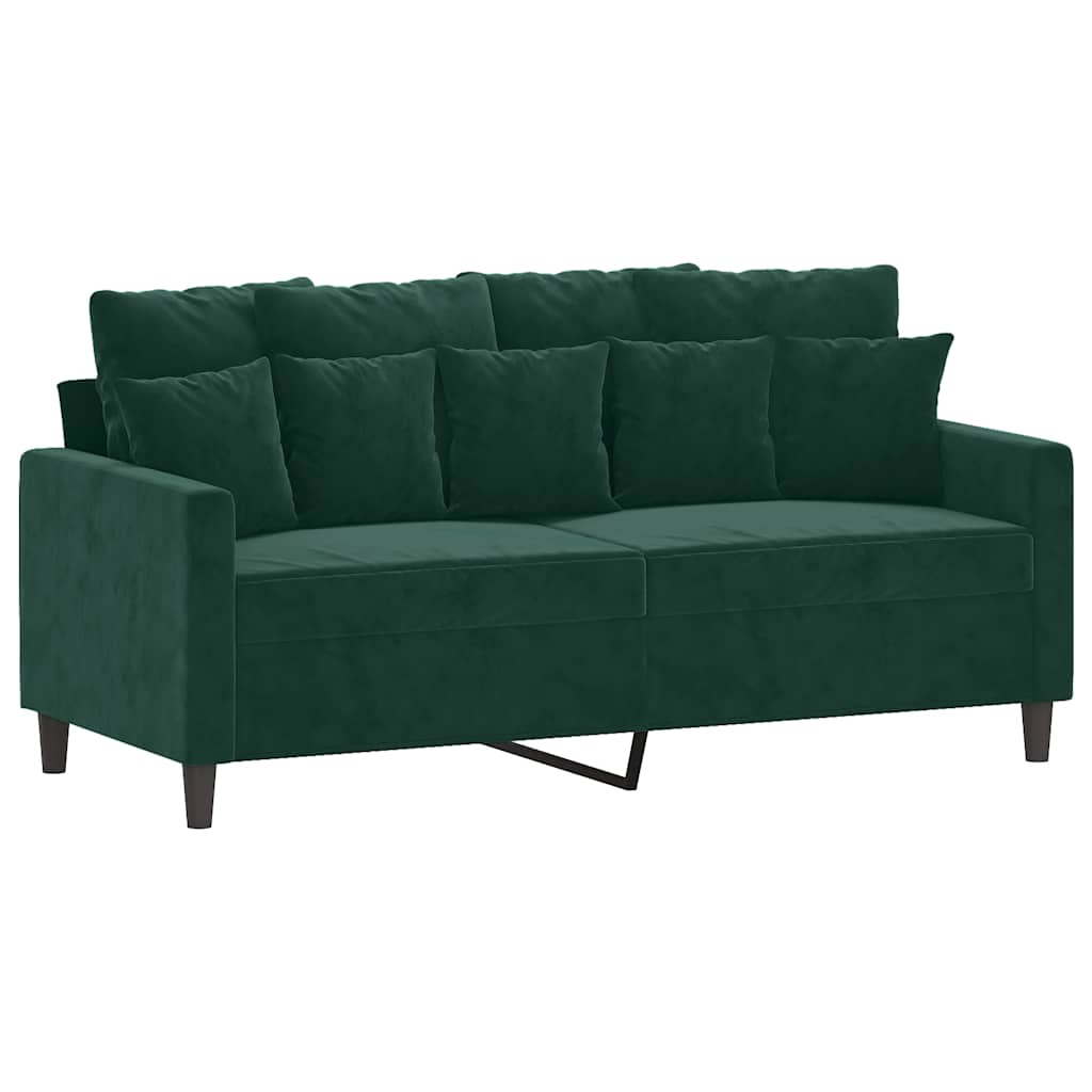 3 Pcs conjunto de sofás com almofadões veludo verde-escuro