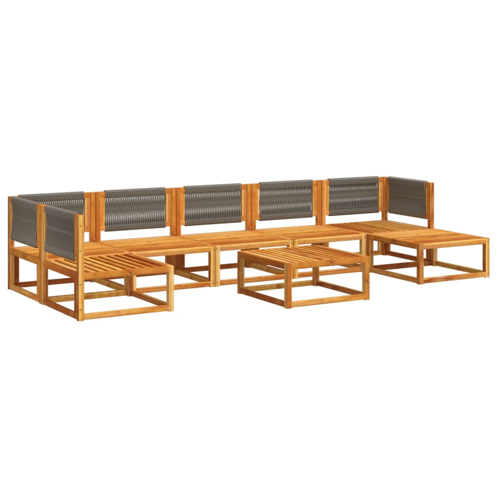 Conjunto de sofás de jardim de 8 peças com almofadas de madeira de acácia e corda