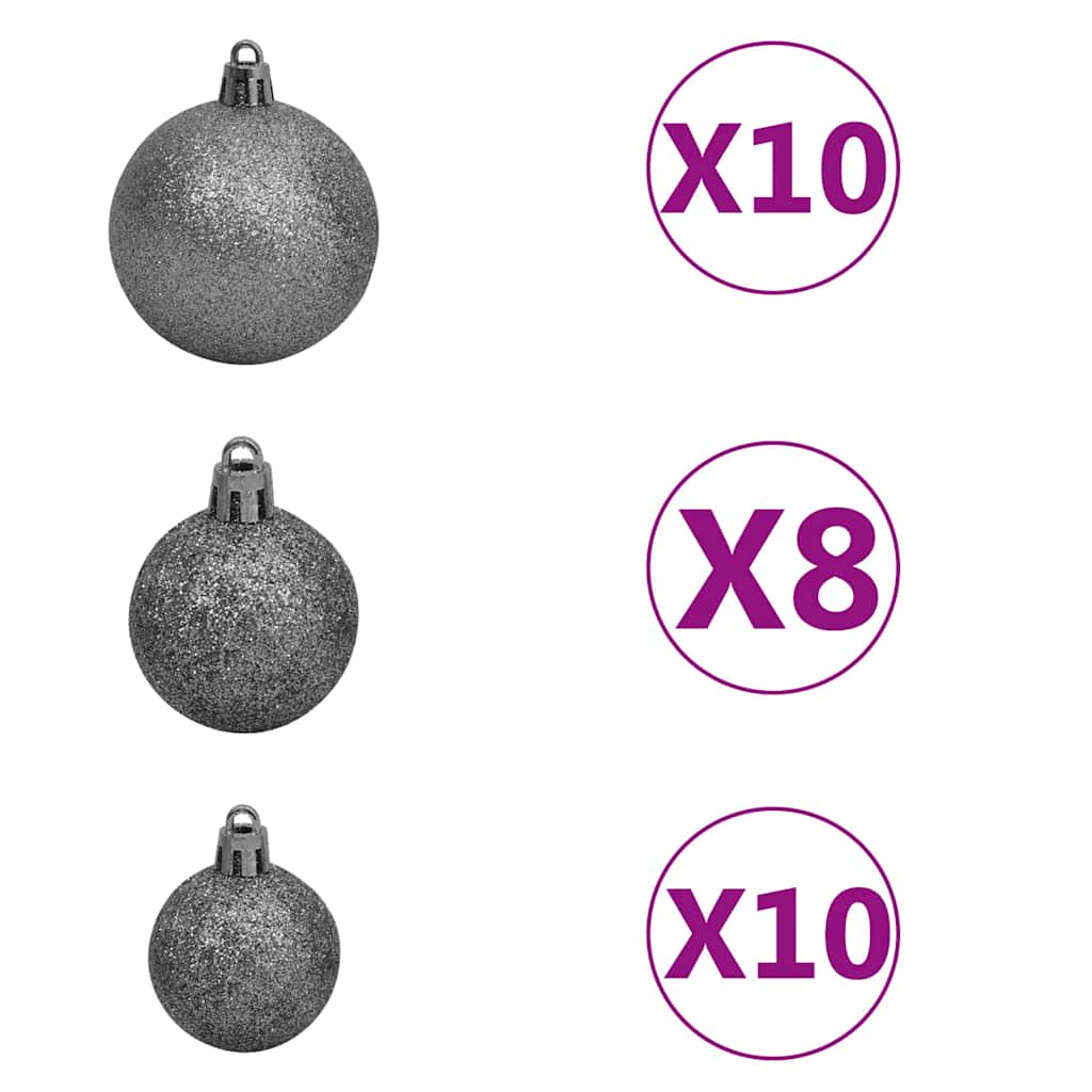 Árvore natal artificial pré-iluminada c/ bolas PVC branco