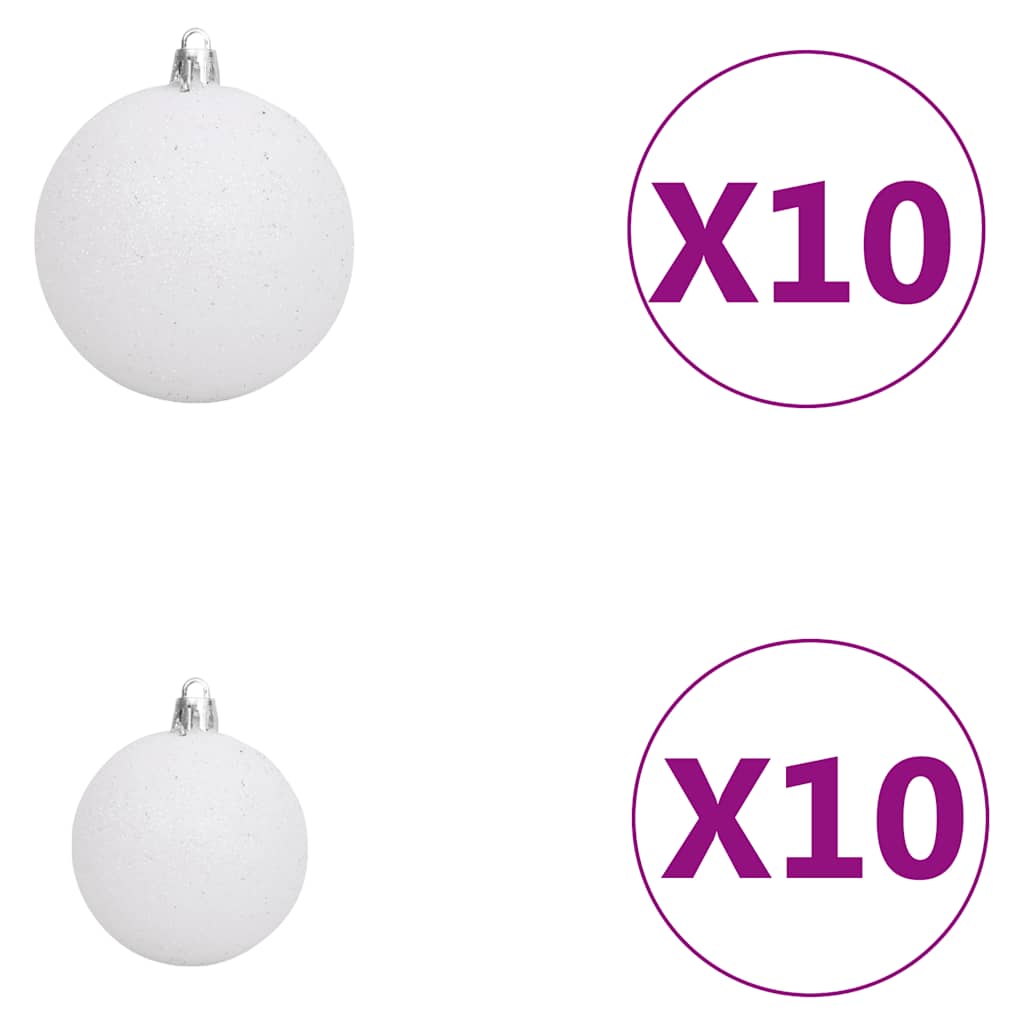 Árvore natal artificial pré-iluminada c/ bolas PVC branco