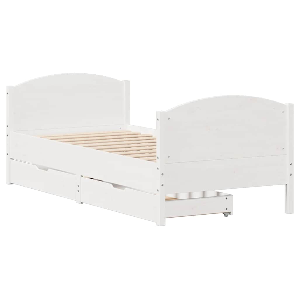 Cama sem colchão 90x190 cm madeira de pinho maciça branco