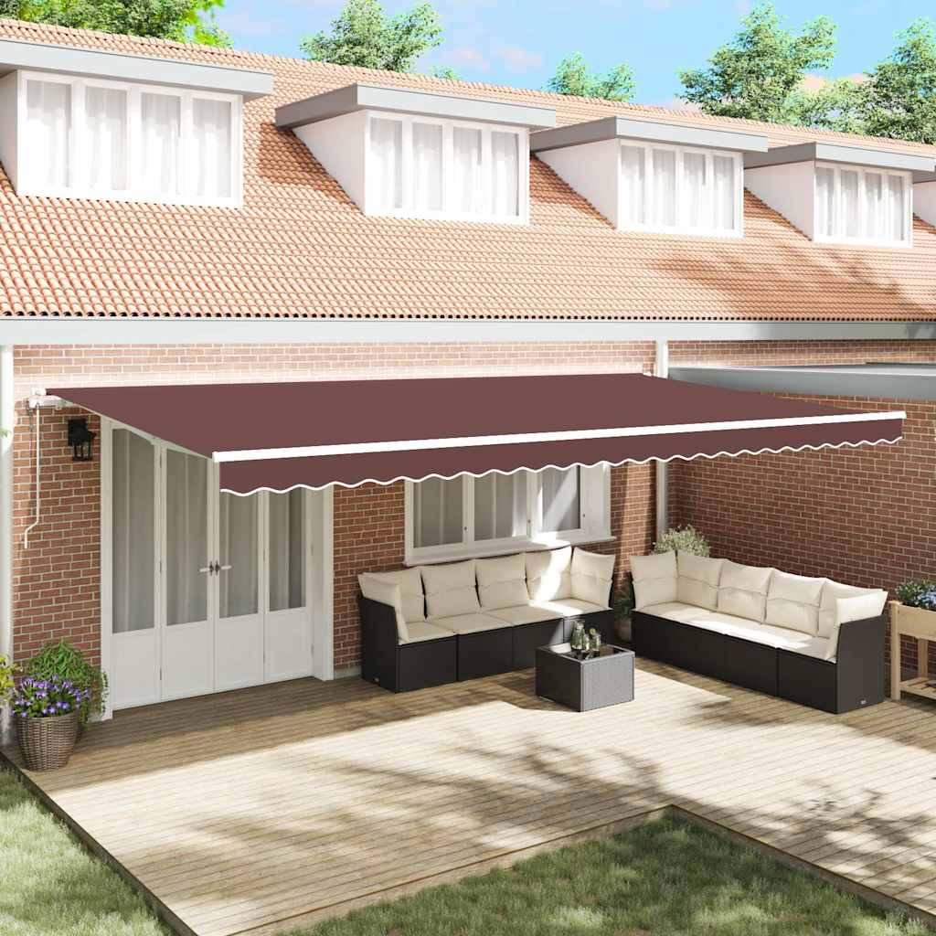 Toldo retrátil automático 600x300 cm castanho