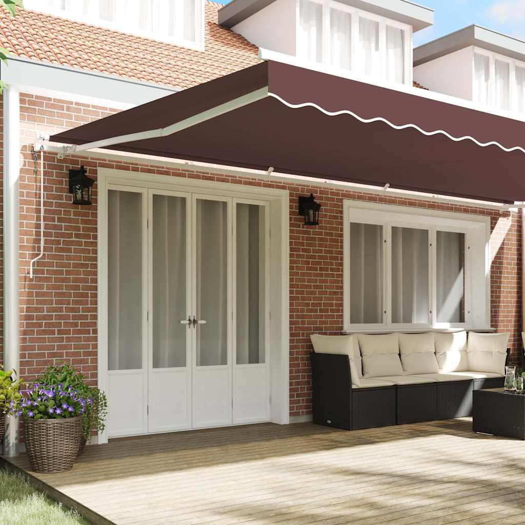 Toldo retrátil automático 600x300 cm castanho