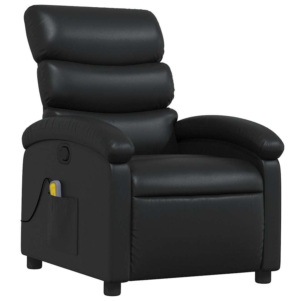 Poltrona de massagens reclinável couro artificial preto