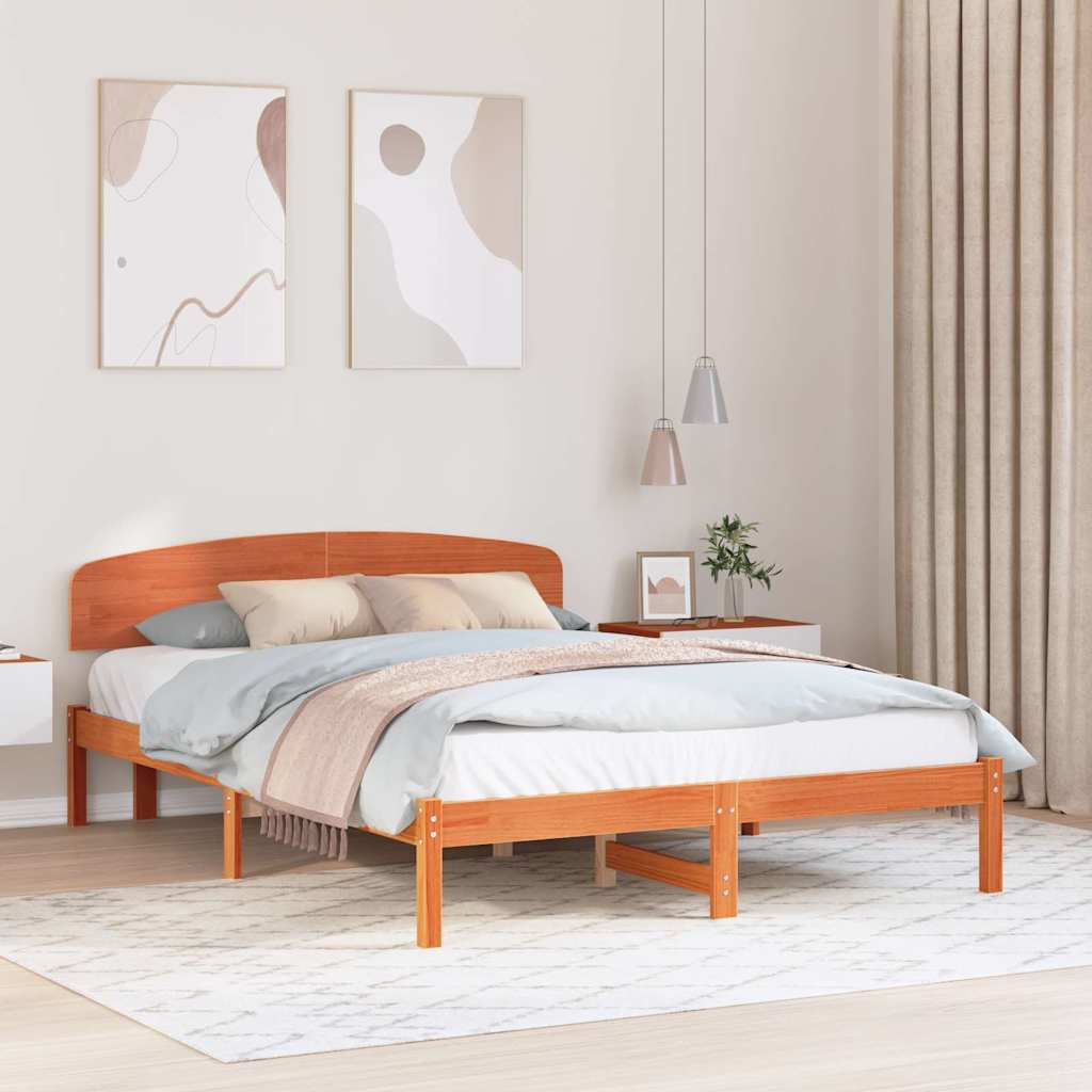 Estrutura da cama com cabeceira marrom cera 160 x 200 cm