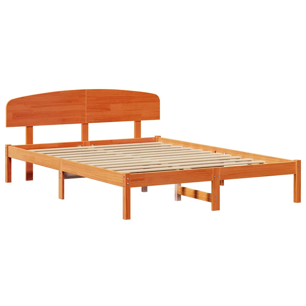 Estrutura da cama com cabeceira marrom cera 160 x 200 cm