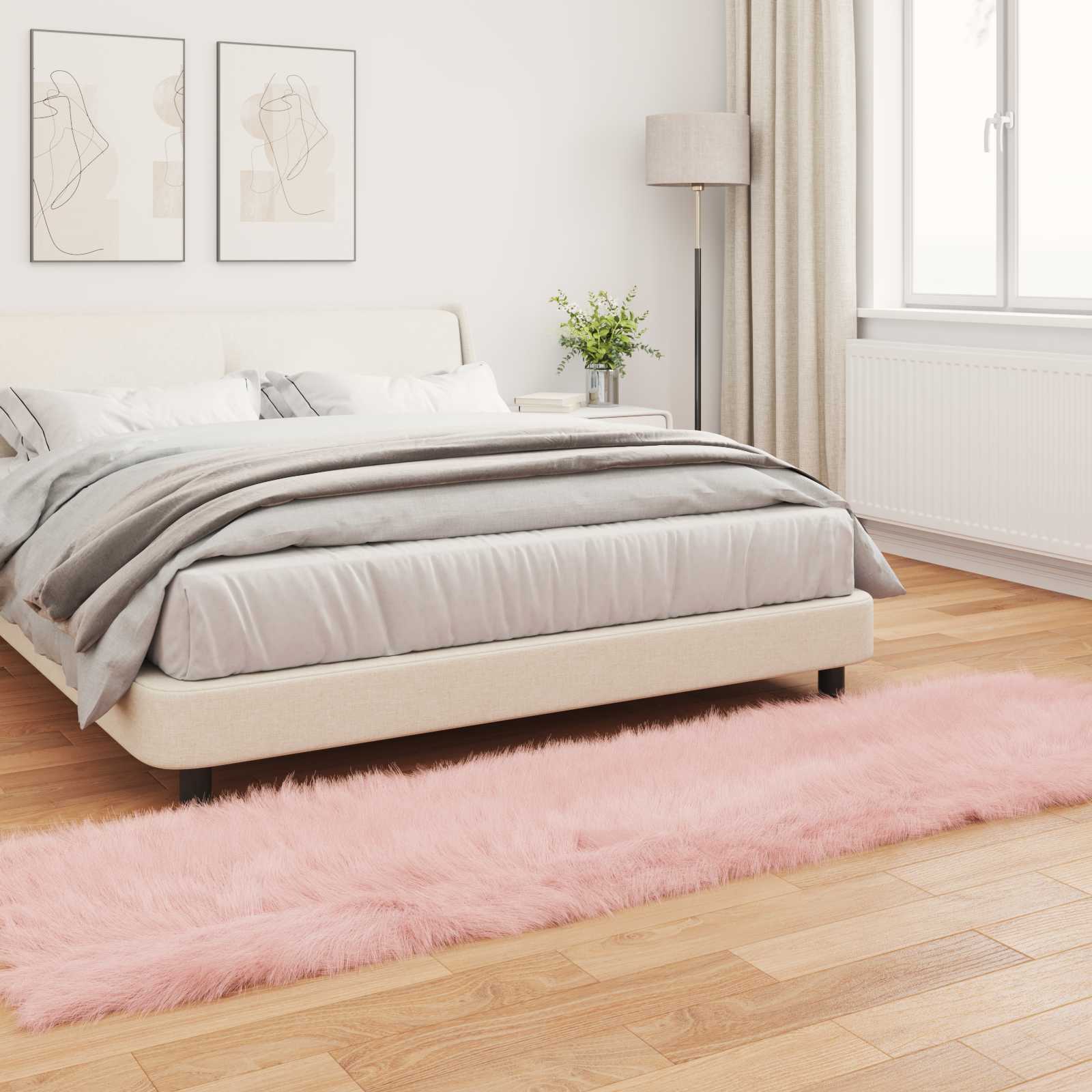 Tapete de de ovelha sintética tafalla rosa 80 x 250 cm