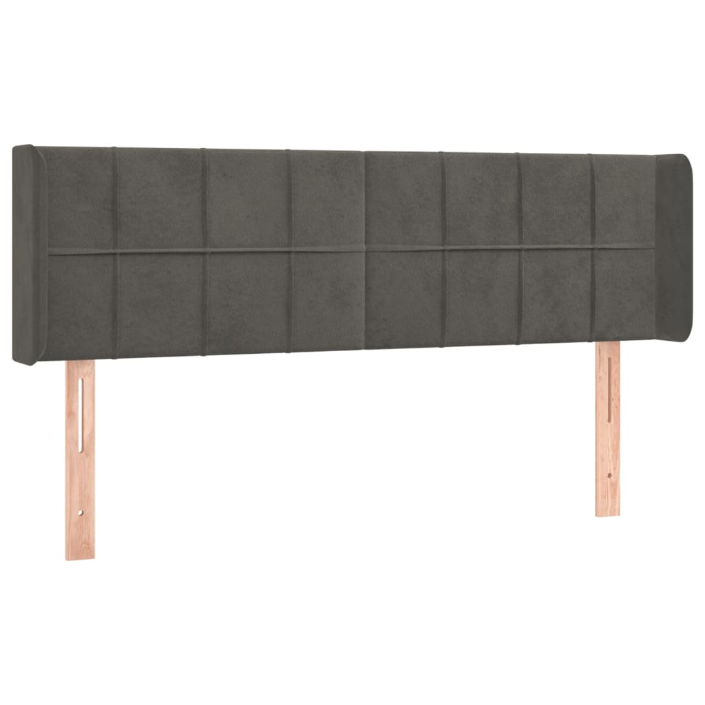 Cabeceira cama c/ luzes LED veludo 147x16x78/88cm cinza-escuro