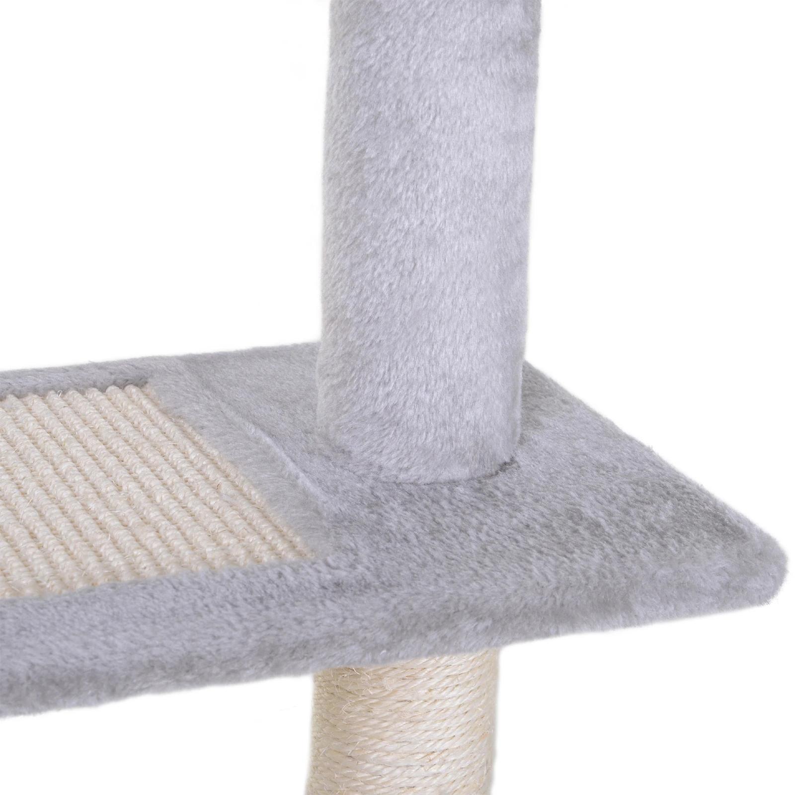 Arranhador 3 plataformas para arranhar 48x48x99.5 cm de madeira coberta de pelucía sisal