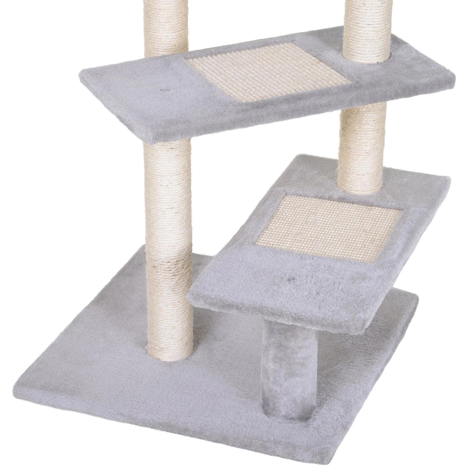 Arranhador 3 plataformas para arranhar 48x48x99.5 cm de madeira coberta de pelucía sisal