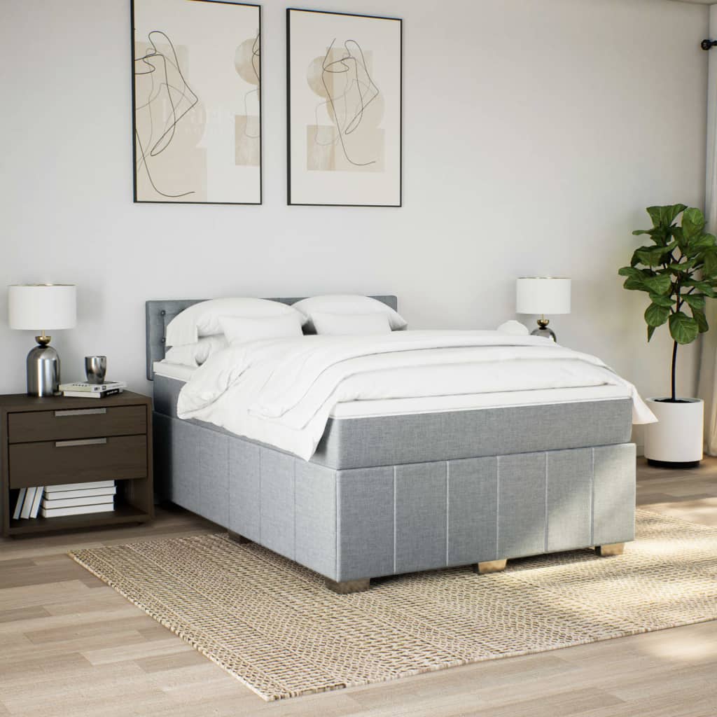 Cama com molas/colchão 140x190 cm tecido cinzento-claro