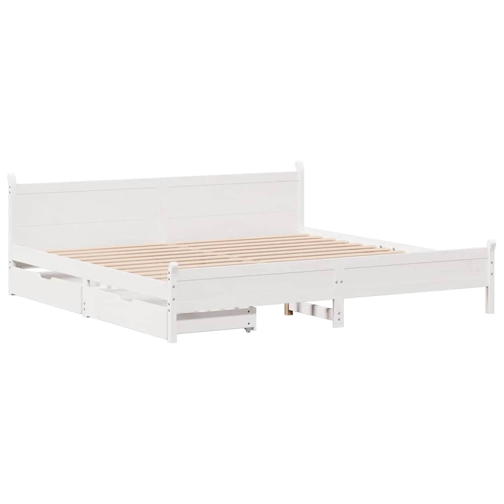 Cama sem colchão 200x200 cm madeira de pinho maciça branco