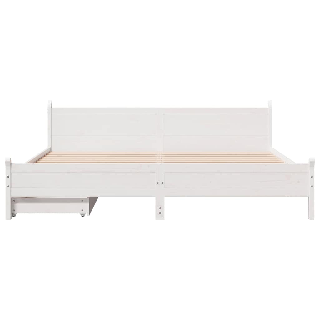 Cama sem colchão 200x200 cm madeira de pinho maciça branco