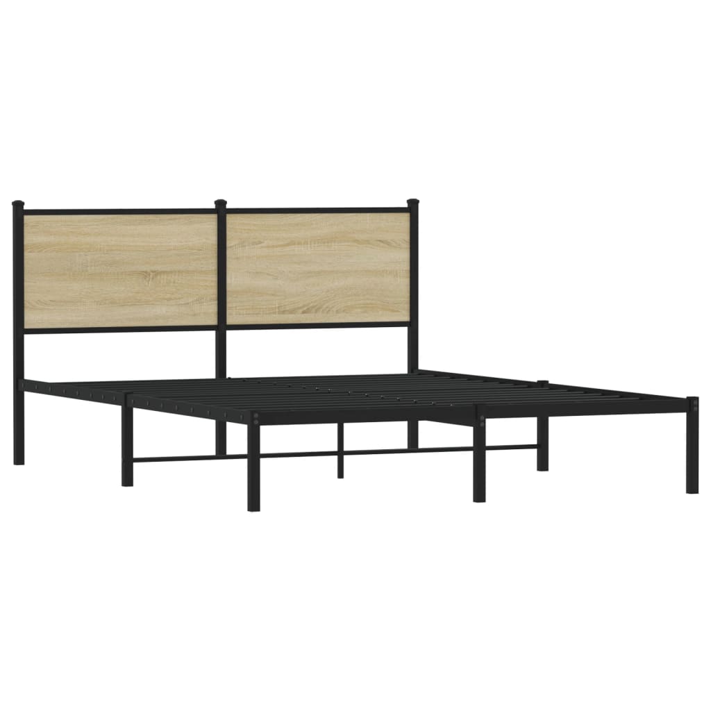 Estrutura de cama sem colchão 140x190 cm metal carvalho sonoma