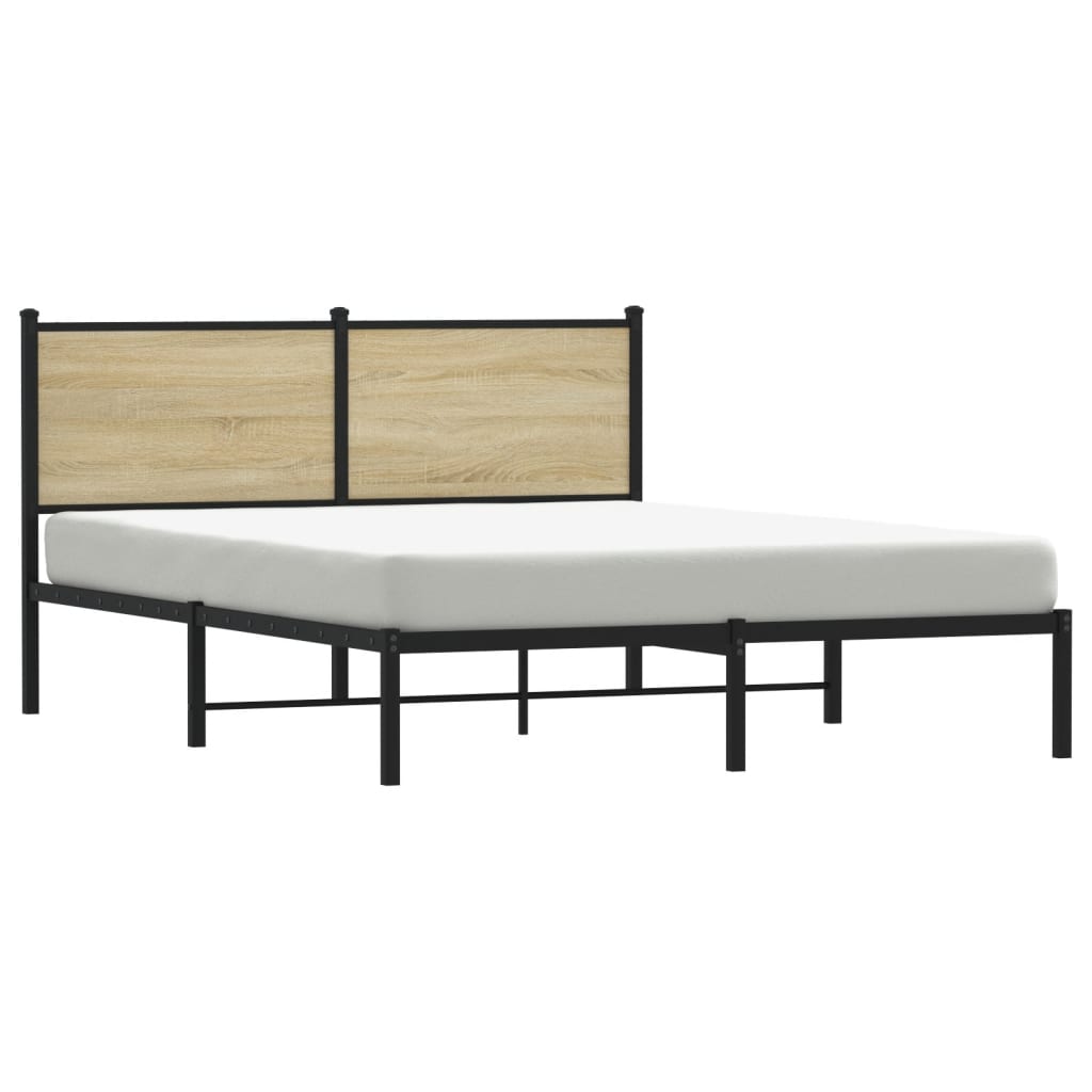 Estrutura de cama sem colchão 140x190 cm metal carvalho sonoma