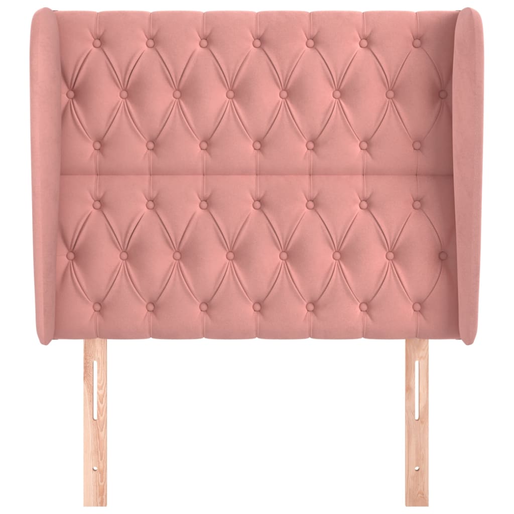 Cabeceira cama c/ abas veludo 103x23x118/128 cm rosa
