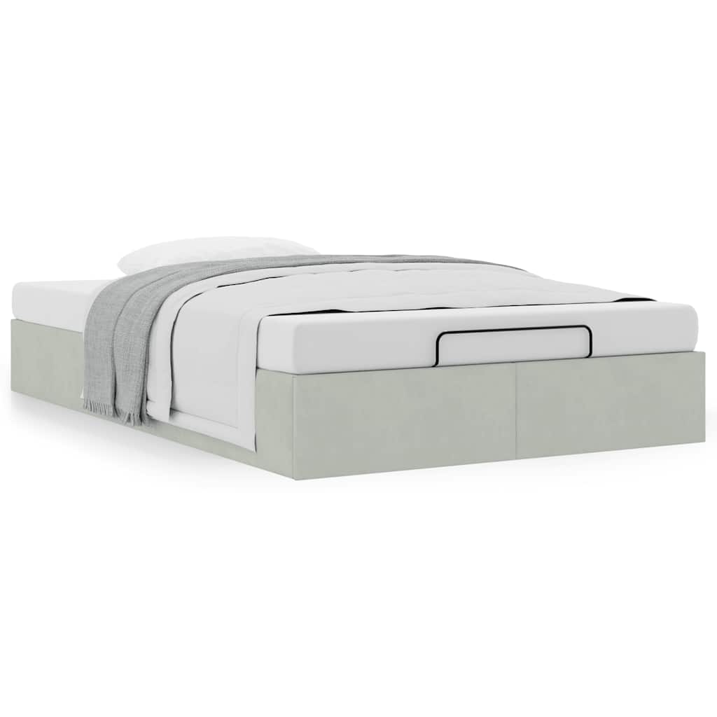 Otomano bed frame no colchão cinzento claro 120x200 cm veludo