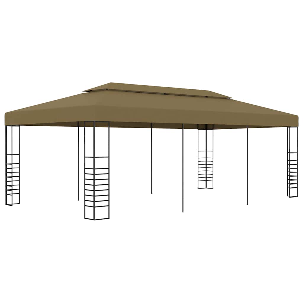Gazebo 6x3x2,7 m 180 g/m² cinzento-acastanhado
