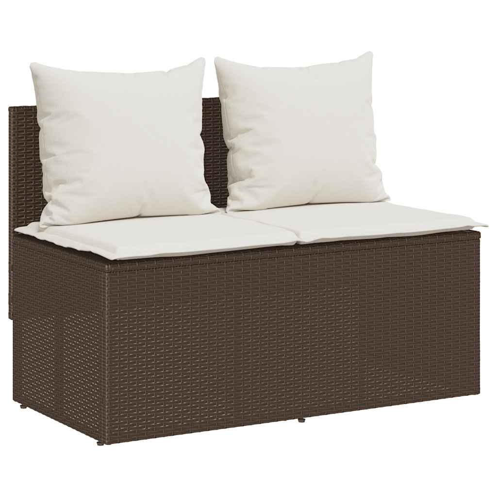 3 Pcs conjunto jantar p/ jardim c/ almofadões vime PE castanho