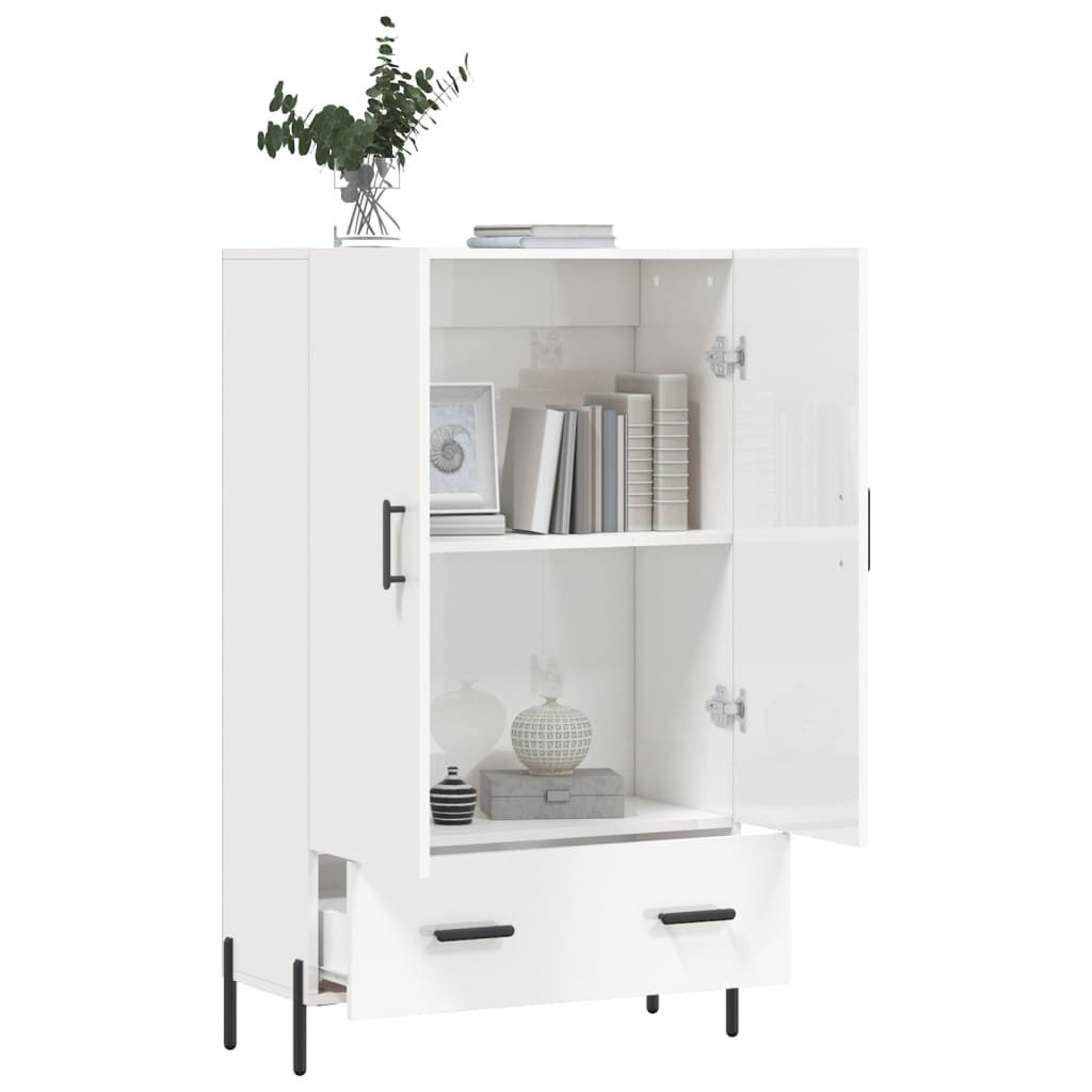Aparador alto 69,5x31x115 cm derivados madeira branco brilhante