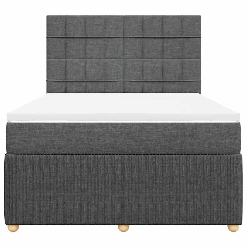 Cama com molas/colchão 140x190 cm tecido cinzento-escuro
