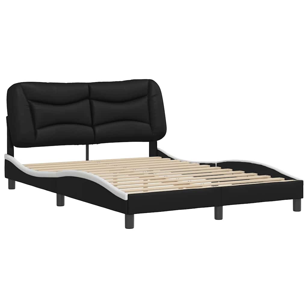Estrutura de cama sem colchão hvar 140x200 couro artif. preto/branco