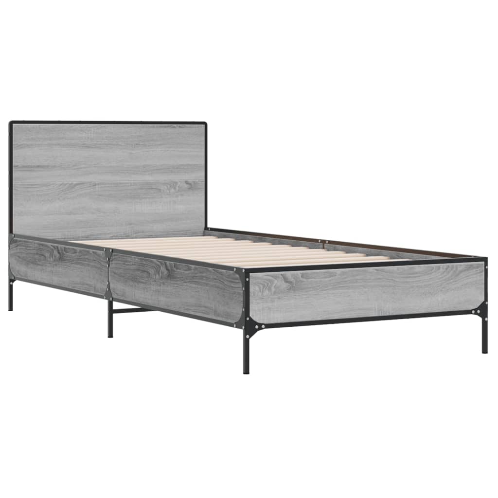 Estrutura cama 100x200 cm derivados madeira/metal cinza sonoma