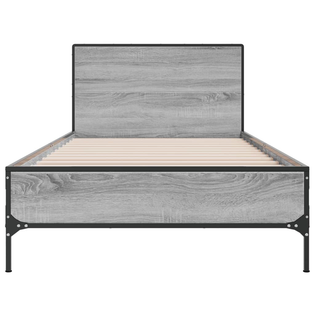 Estrutura cama 100x200 cm derivados madeira/metal cinza sonoma