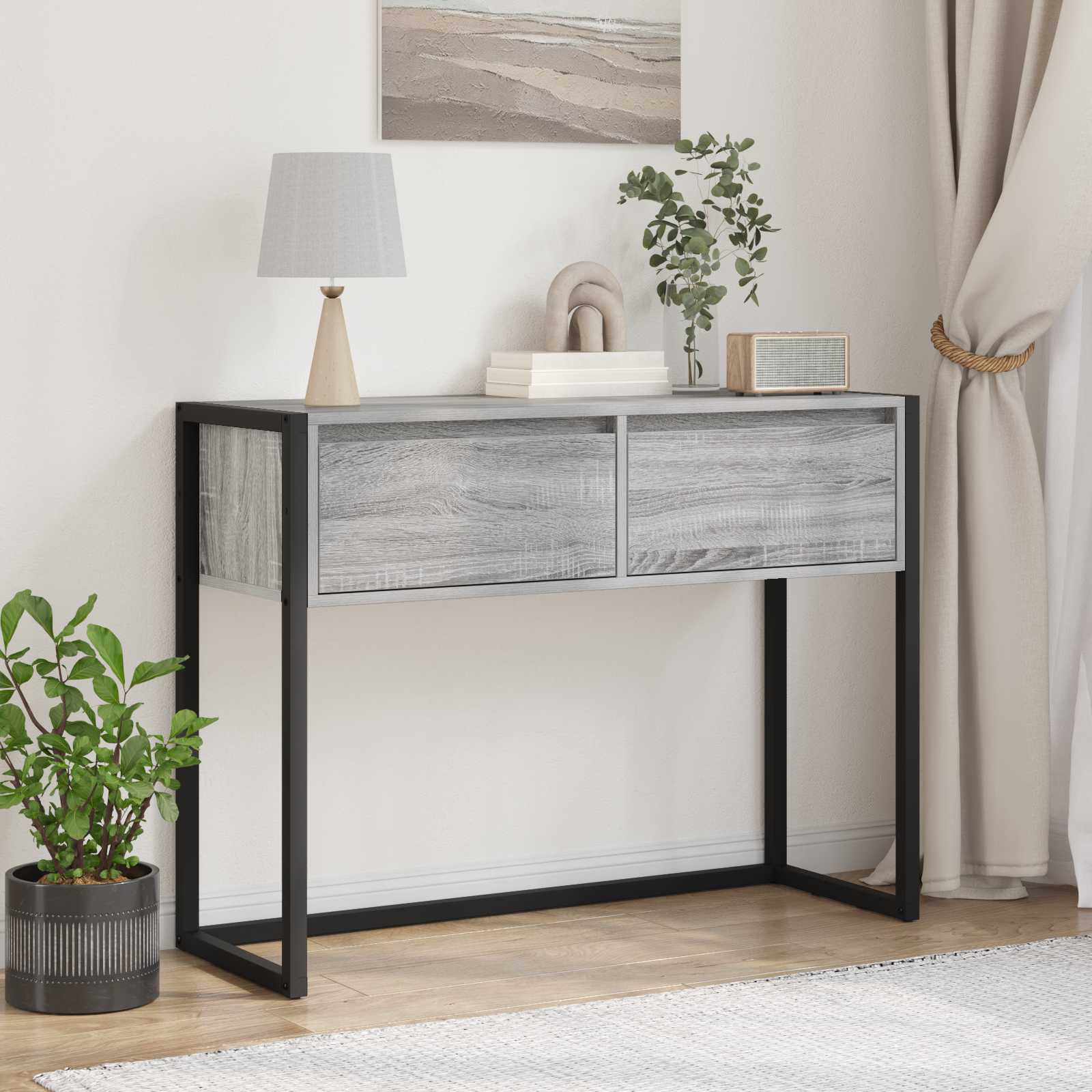 Mesa de apoio cinza sonoma 100 x 36 x 75 cm