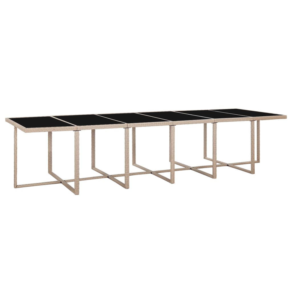 17 Pcs conjunto jantar exterior com almofadões vime PE bege