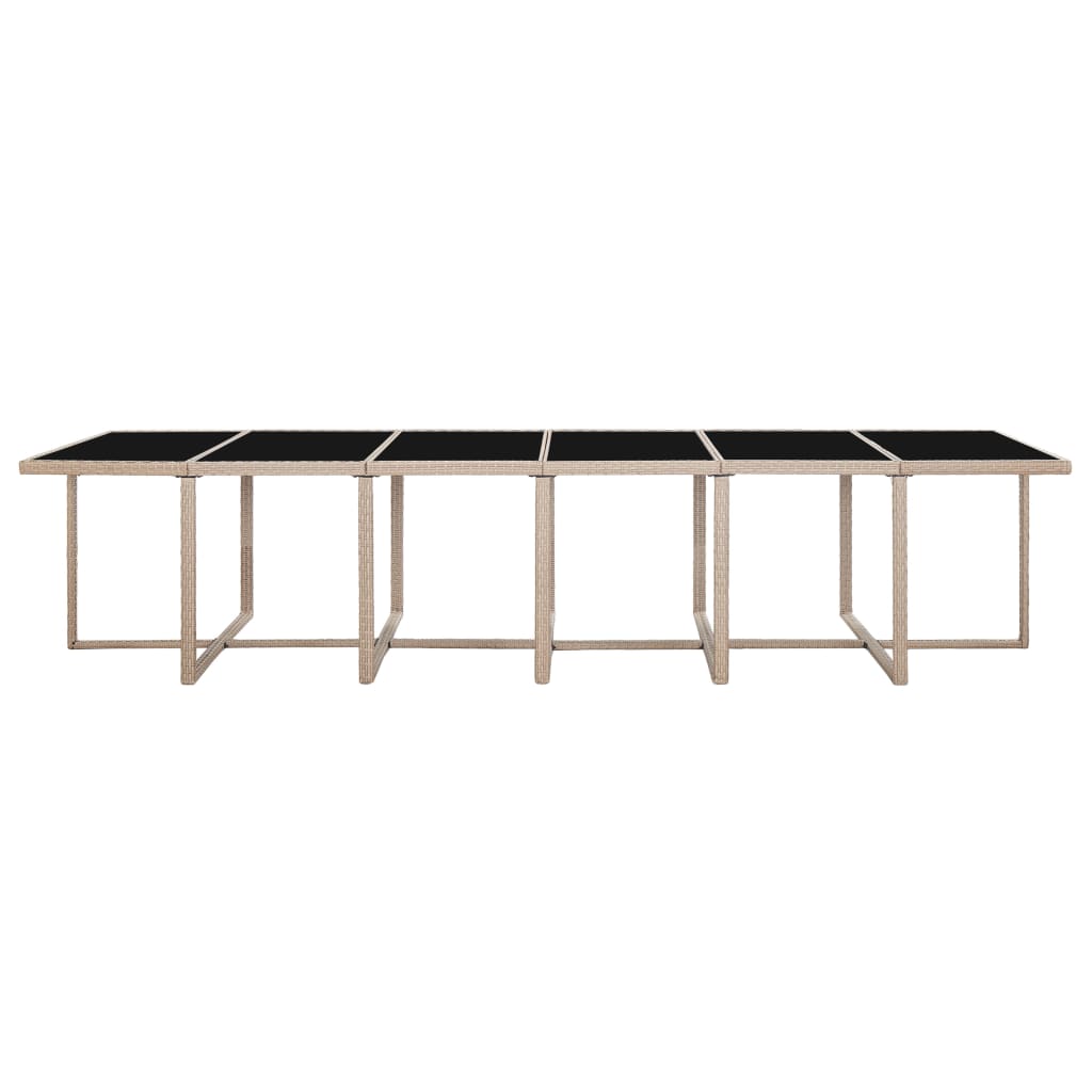 17 Pcs conjunto jantar exterior com almofadões vime PE bege