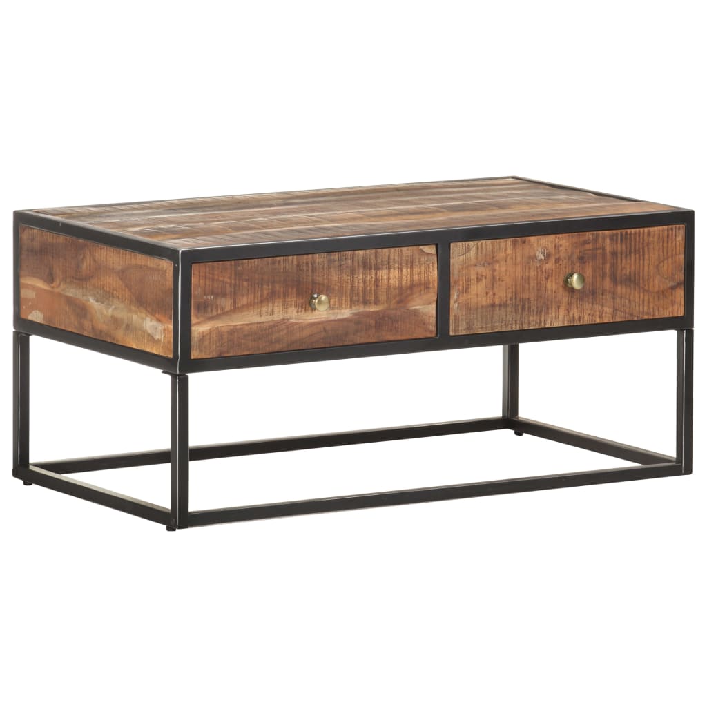 Mesa de centro 90x50x40 cm madeira de acácia áspera