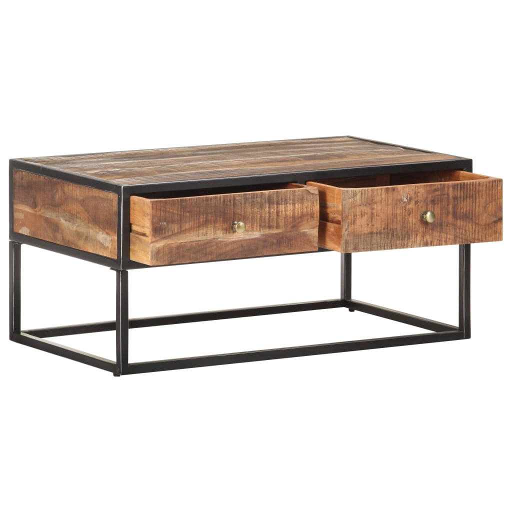 Mesa de centro 90x50x40 cm madeira de acácia áspera