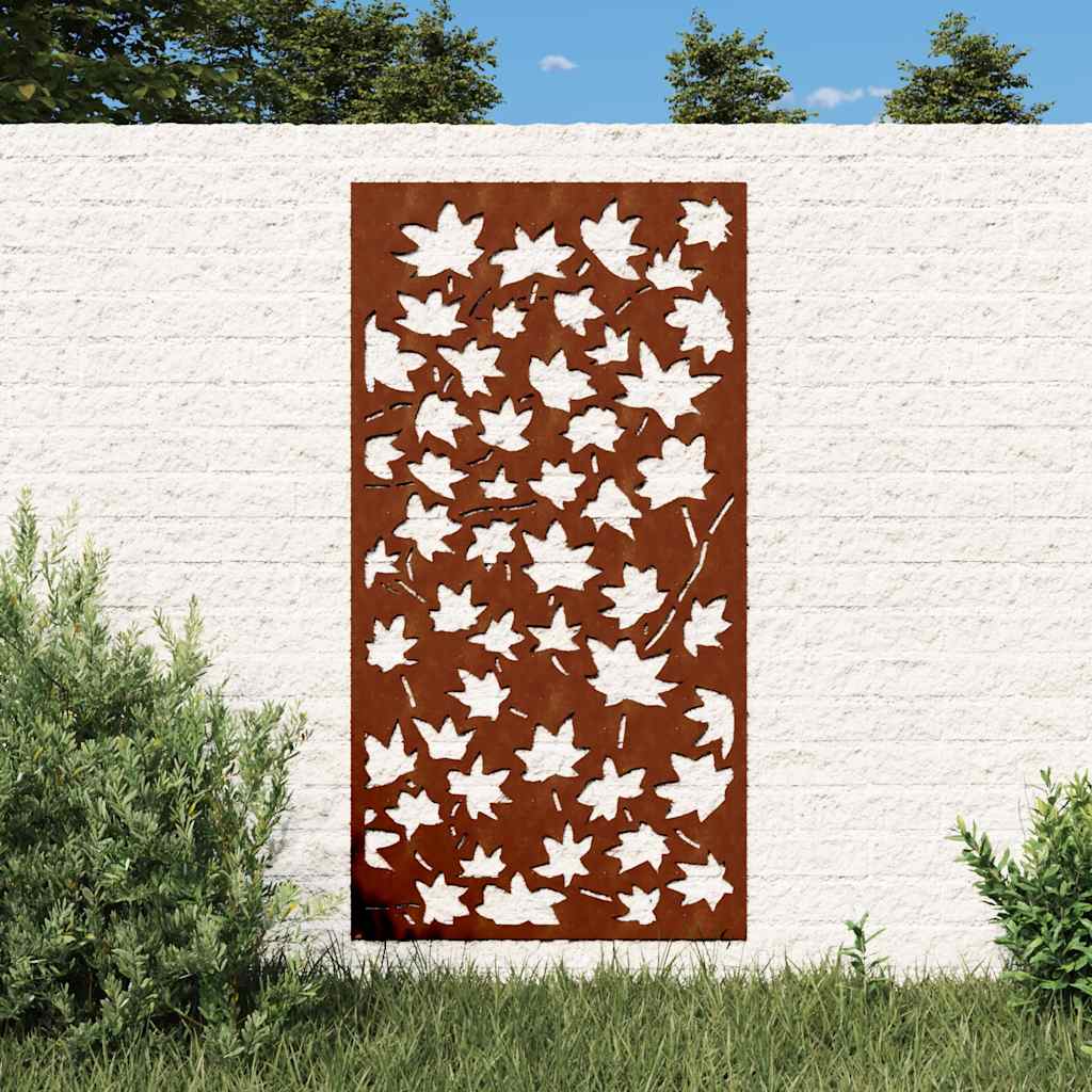 Decoração p/ muro jardim 105x55 cm aço corten design folha ácer