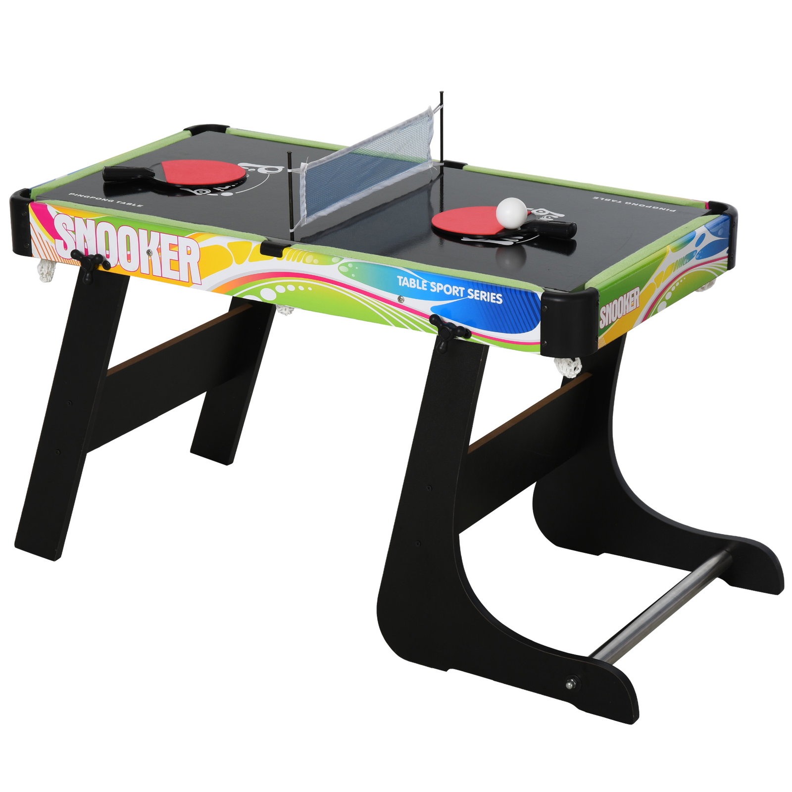 Mesa de jogos dobrável 4 em 1 matraquilhos hóquei de mesa bilhar pingue-pongue e acessórios incluídos 86,5x43,5x64 cm multicor