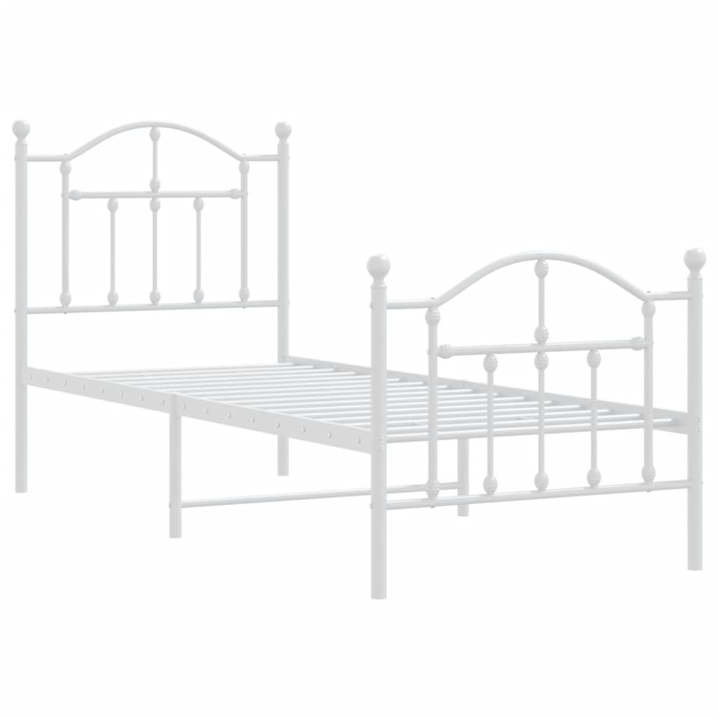 Estrutura de cama com cabeceira e pés 75x190 cm metal branco