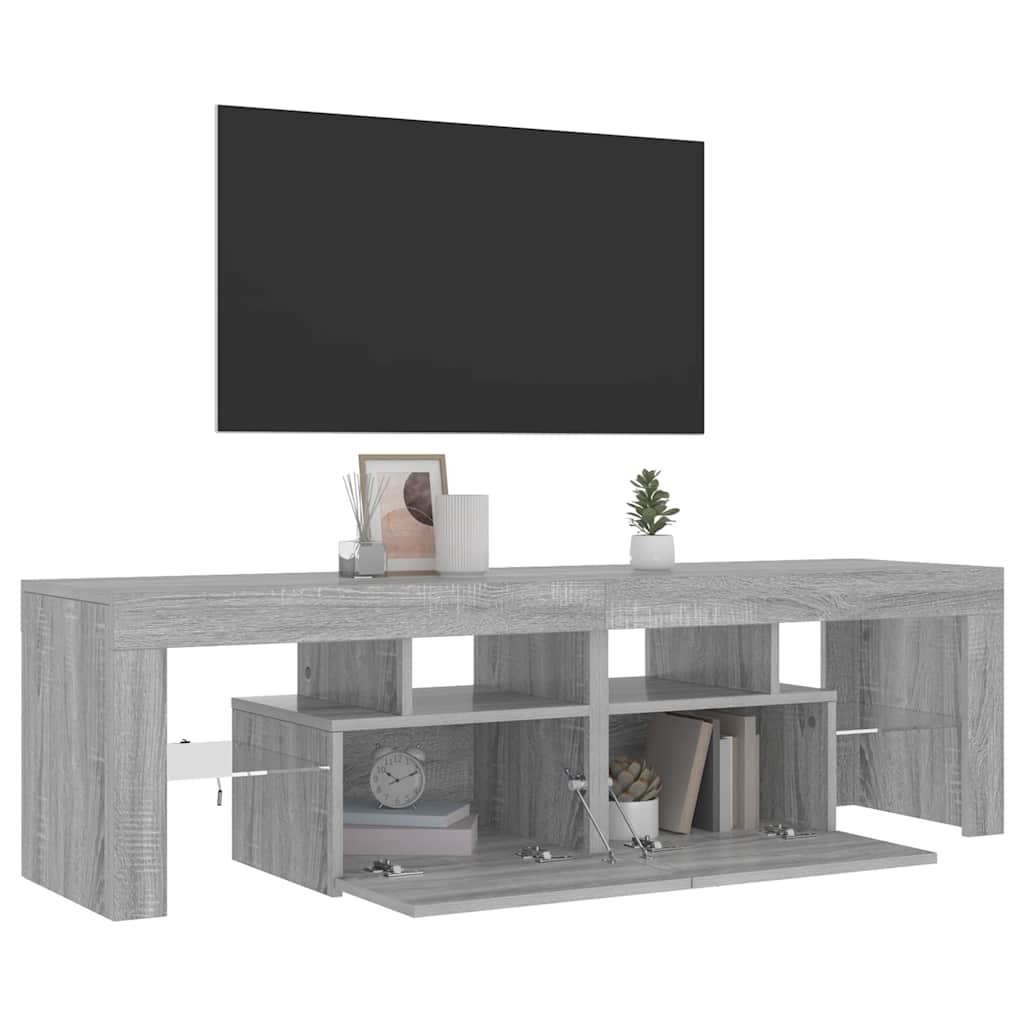 Móvel de TV com luzes LED 140x36,5x40 cm cinzento sonoma