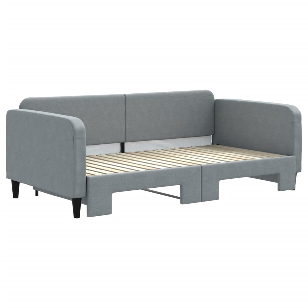 Sofá-cama com gavetão 100x190 cm tecido cinzento-claro