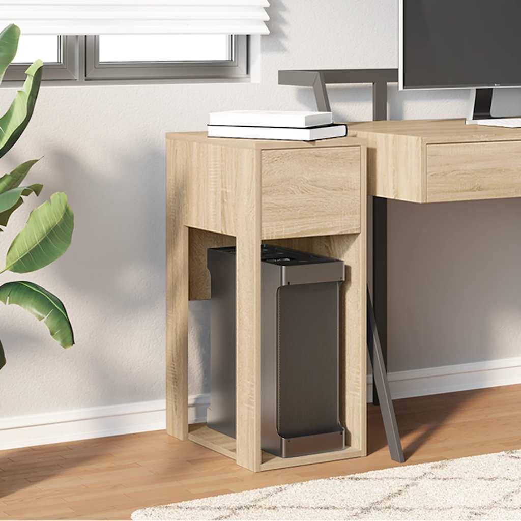 Suporte torre computador com gaveta 30x44x74 cm carvalho sonoma