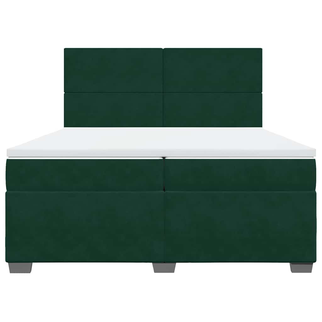 Cama com molas/colchão 200x200 cm veludo verde-escuro
