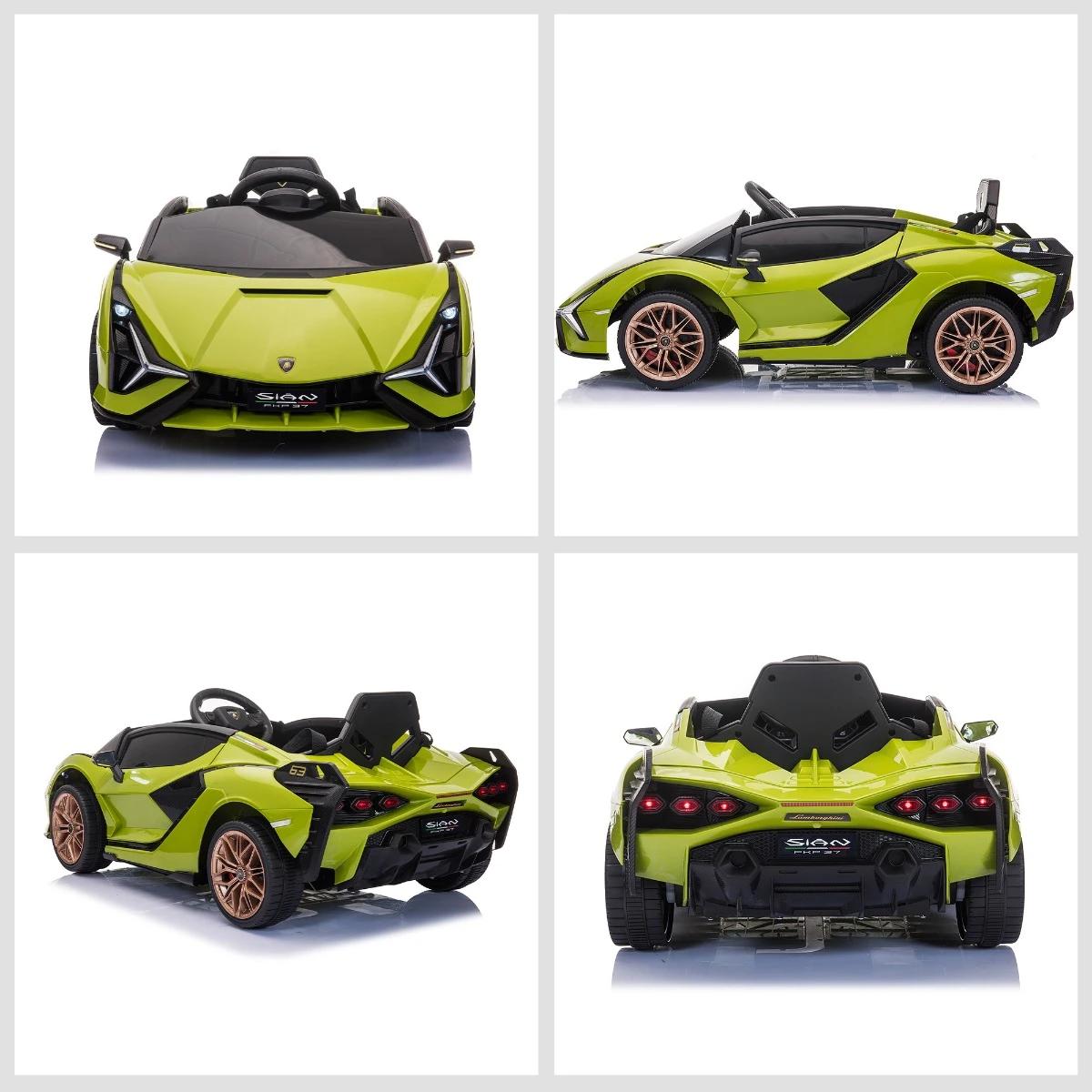 Carro Elétrico Lamborghini SIAN 12V para Crianças de 3-8 anos com Controle Remoto Abertura da Porta Música MP3 USB e Faróis 108x