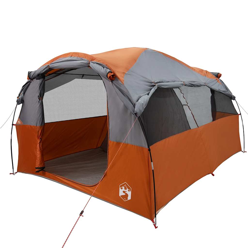 Tenda familiar túnel p/ 6 pessoas resistente à água cinza/laranja