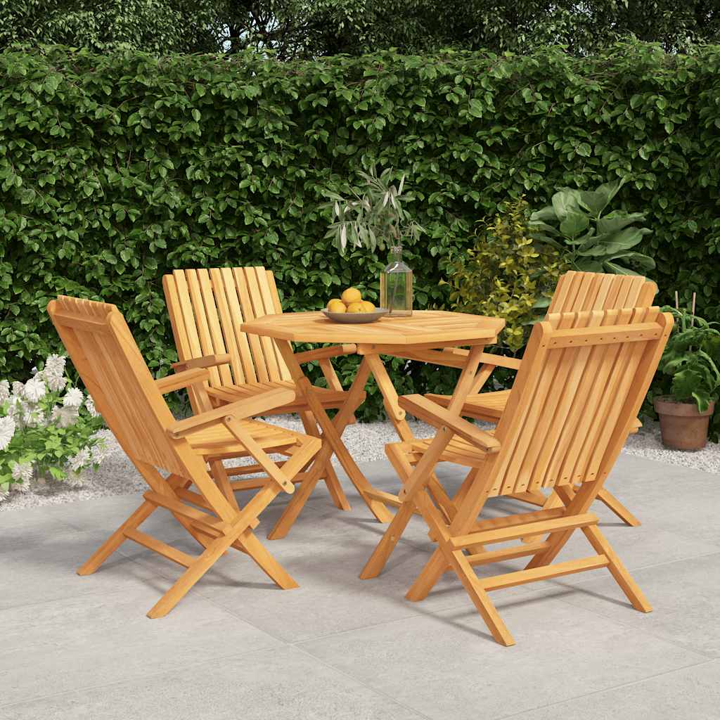 5 Pcs conjunto de jantar p/ jardim madeira de teca maciça