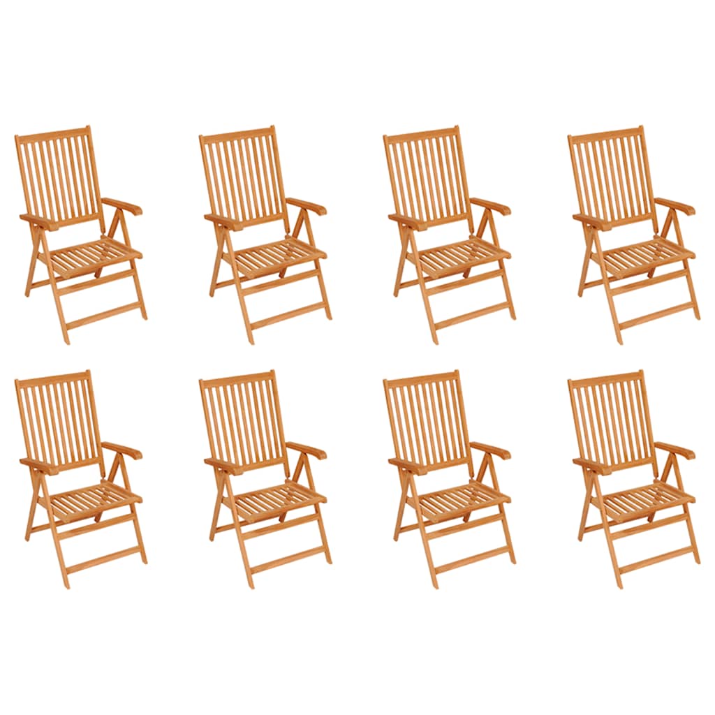 Cadeiras de jardim reclináveis 8 pcs madeira de teca maciça