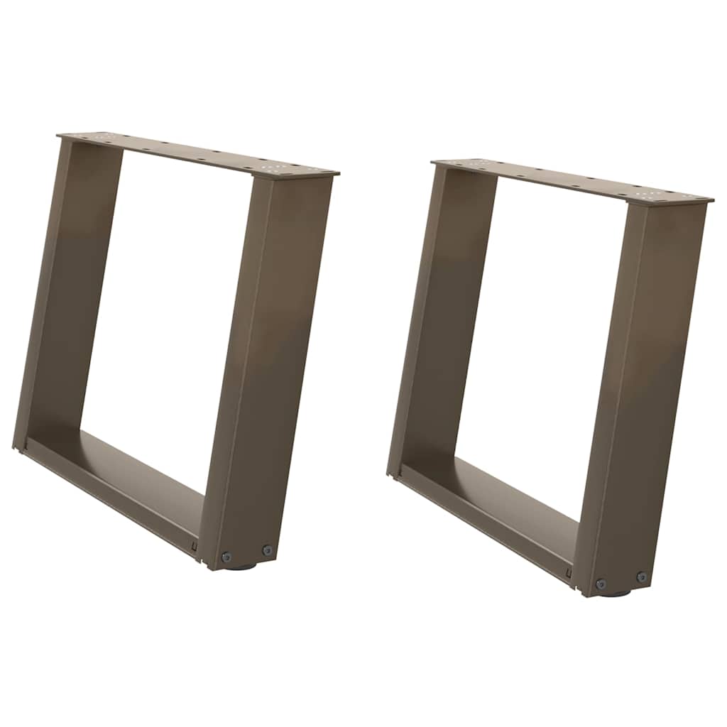 Pés para mesa de centro em formato de u, 2 peças, aço natural, 60x(42-43) cm, aço