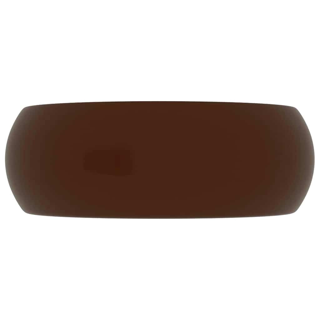 Lavatório luxuoso redondo 40x15cm cerâmica castanho-escuro mate