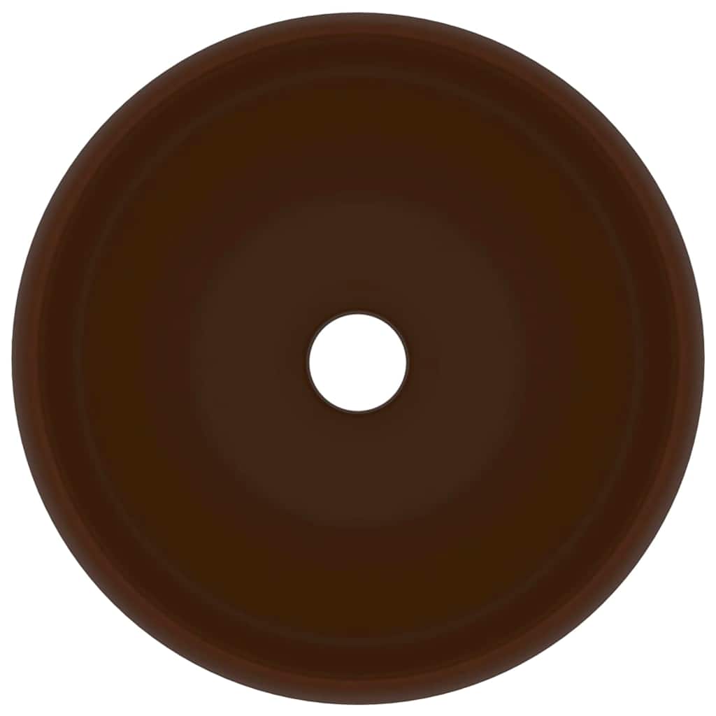 Lavatório luxuoso redondo 40x15cm cerâmica castanho-escuro mate