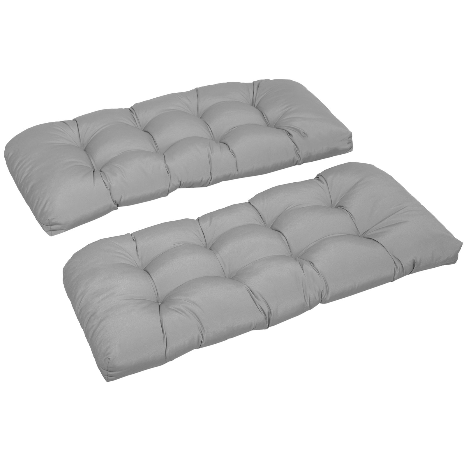 Almofada para banco de 2 lugares para interior e exterior com 8 botões para cadeiras sofás 110x48x8 cm cinzento