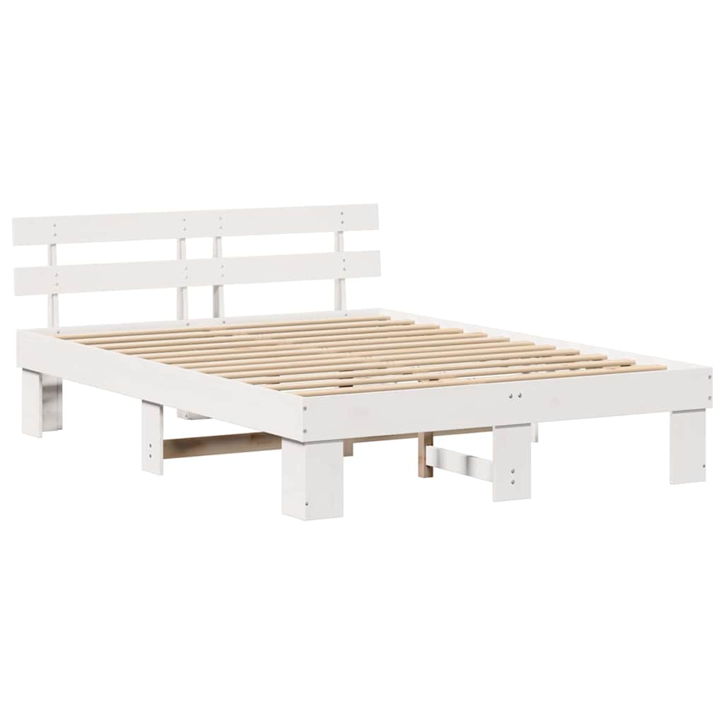 Estrutura da cama com cabeceira branco 150 x 200 cm